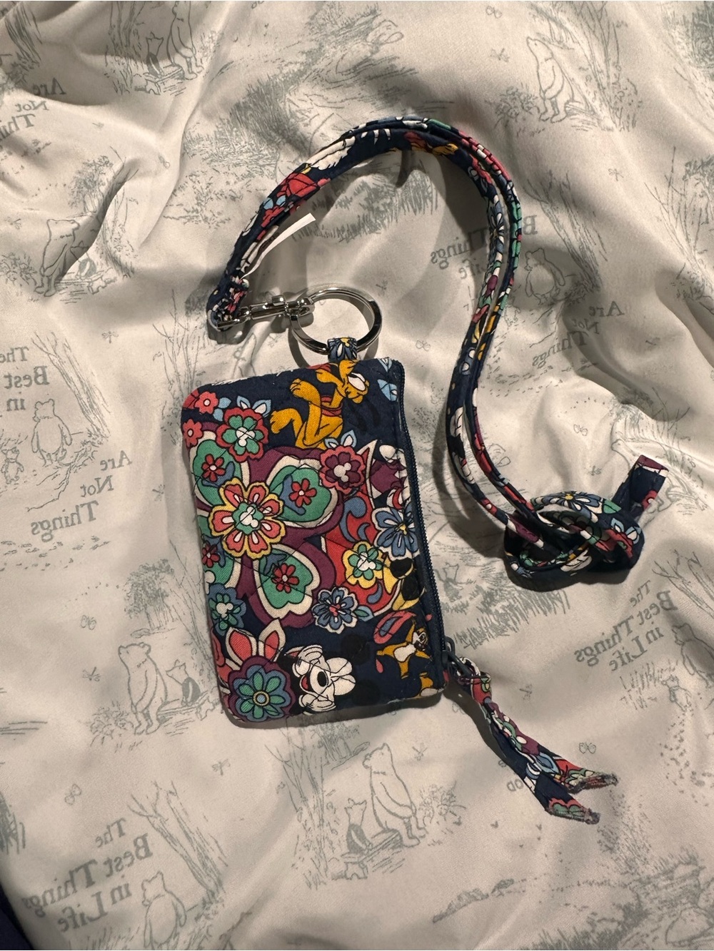 Vera Bradley x Disney Navy Floral Mini Wristlet Key Pouch - Picture 4 of 8
